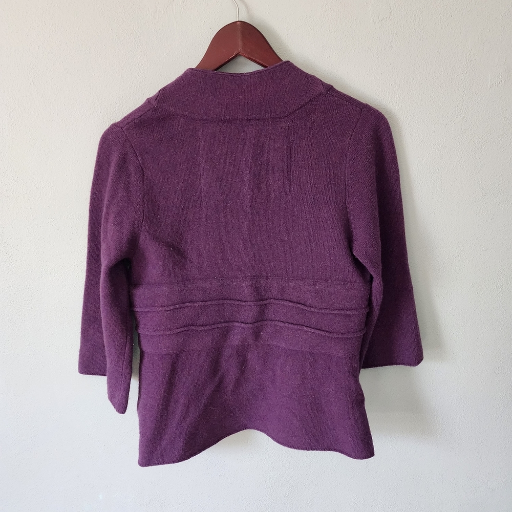 Anthropologie Robin purple wool blend button crossover cardigan sweater Small - Picture 3 of 9